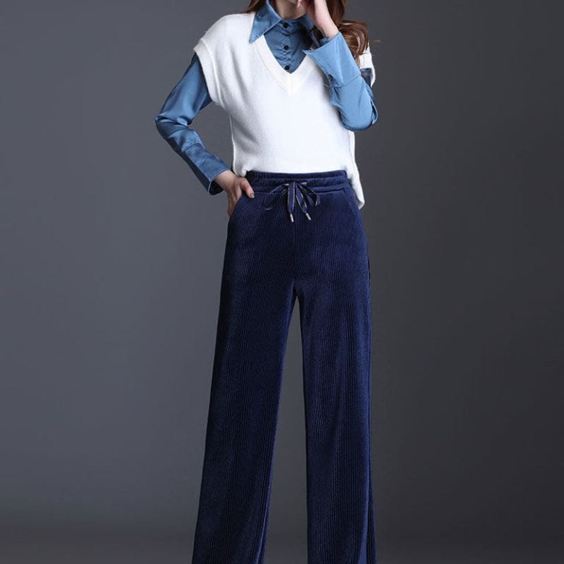 Pantalon-Velours-Cotelé-Bleu-Marine-Femme