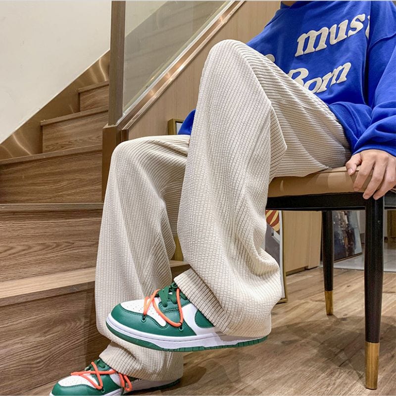 Pantalon-Velours-Cotelé-Homme-Beige