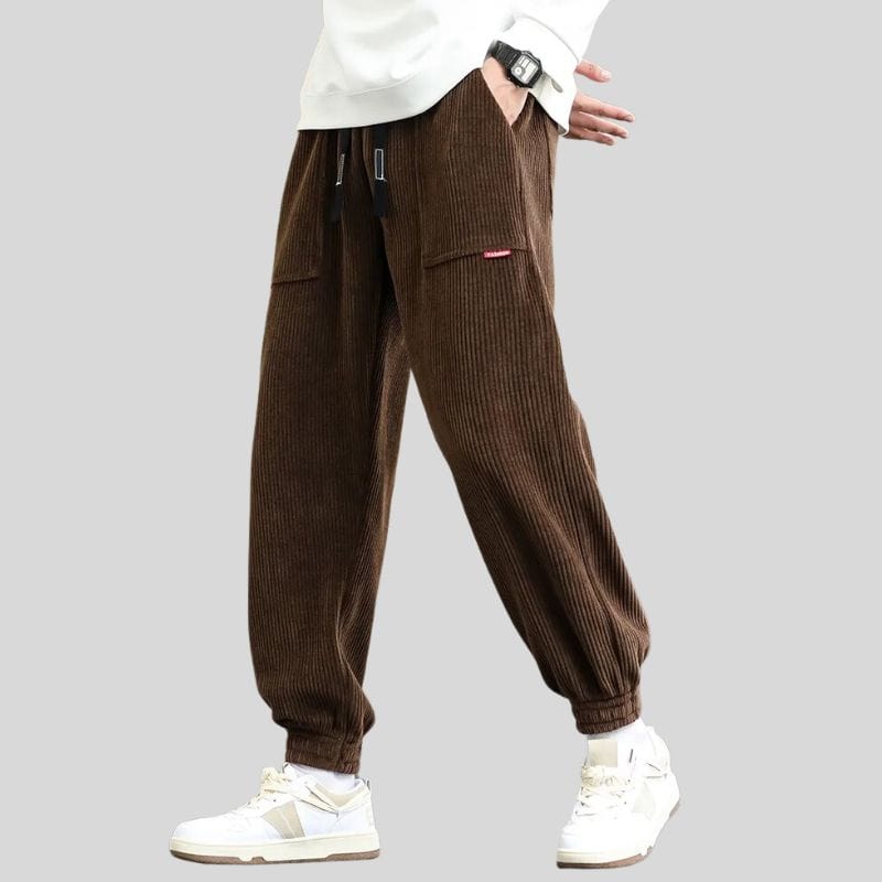 Pantalon-Velours-Cotelé-Homme-Marron