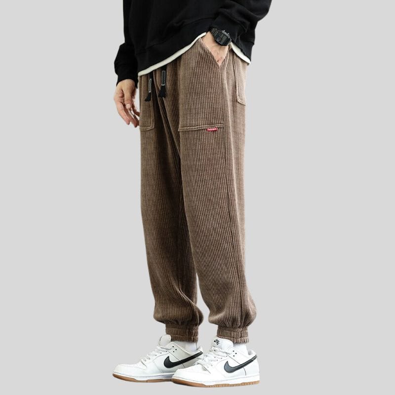 Pantalon-Velours-Cotelé-Marron-Homme