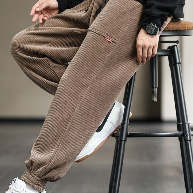 Pantalon-Velours-Cotelé-Marron-Homme