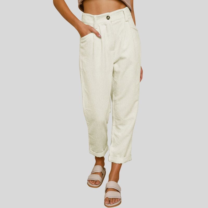 Pantalon-Velours-Femme-Blanc