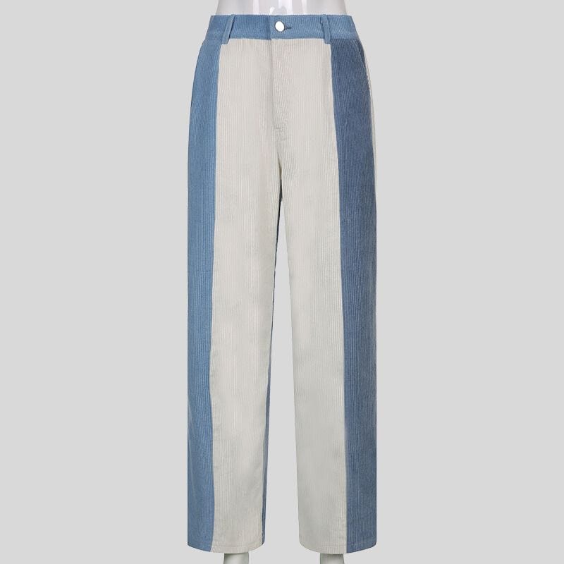 Pantalon-Velours-Femme-Bleu