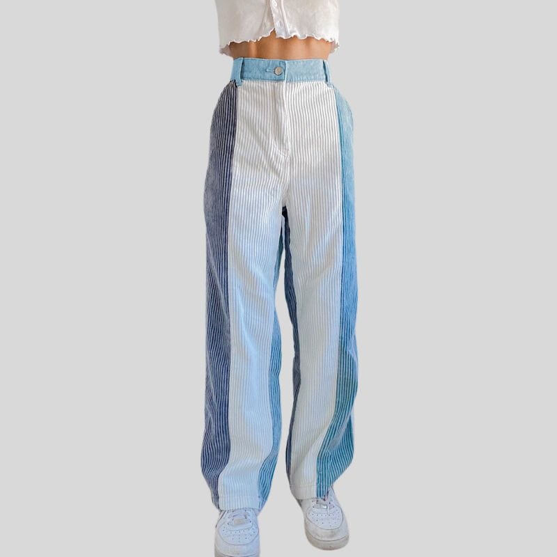 Pantalon-Velours-Femme-Bleu