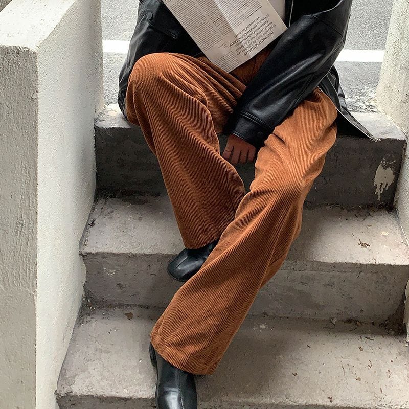 Pantalon-Velours-Femme-Large