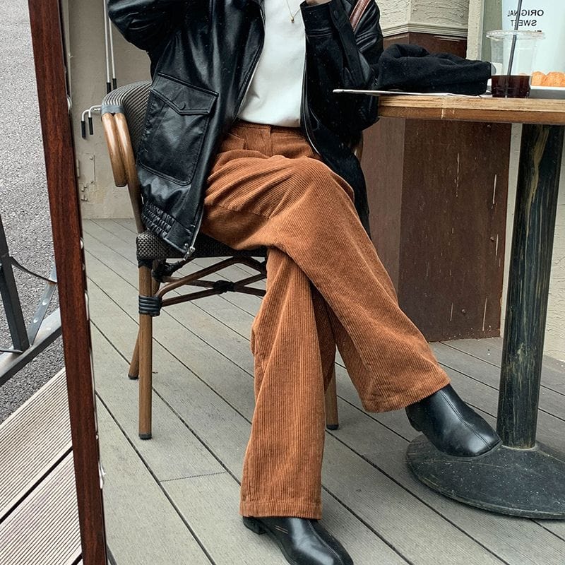 Pantalon-Velours-Femme-Large