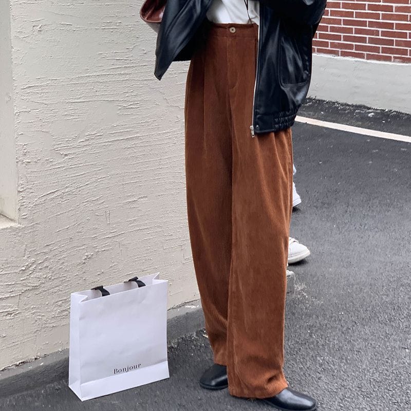 Pantalon-Velours-Femme-Large