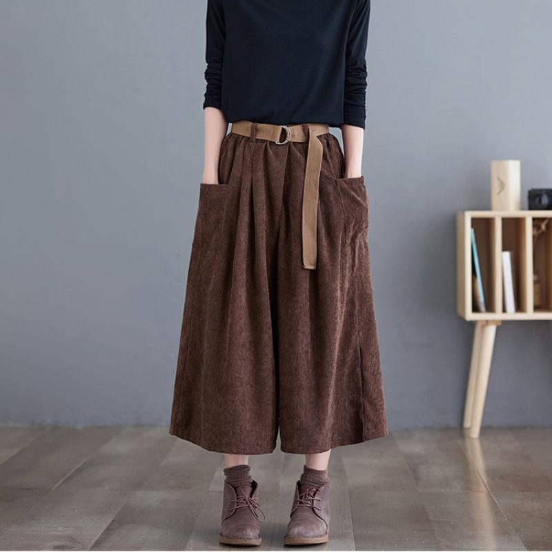 Pantalon-Velours-Femme-Marron