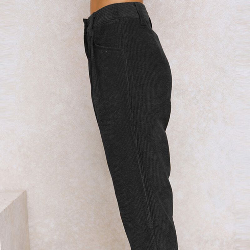 Pantalon-Velours-Femme-Noir-Taille-Haute