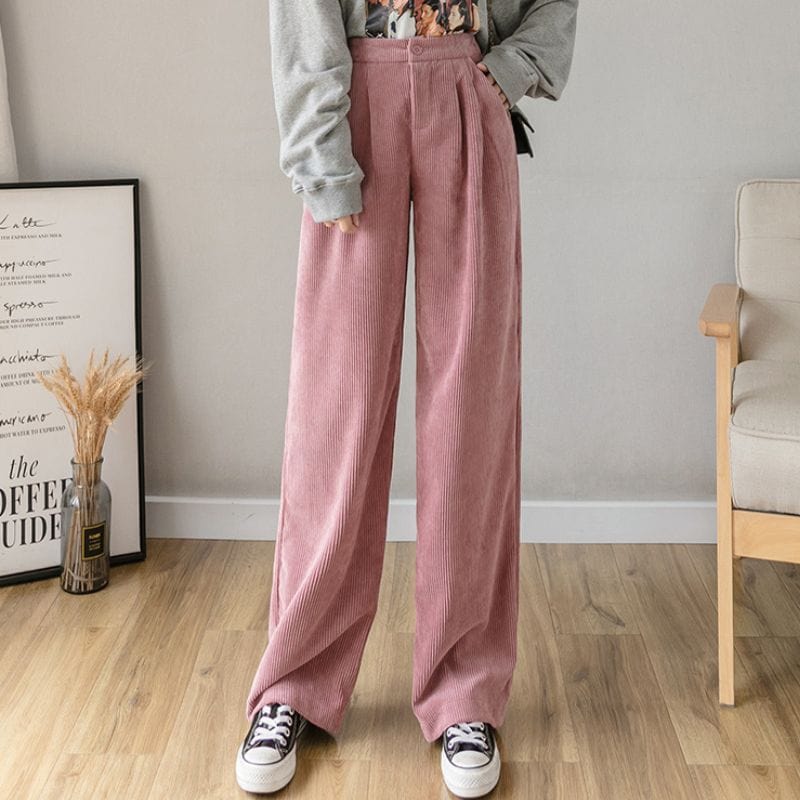 Pantalon Velours Femme Rose