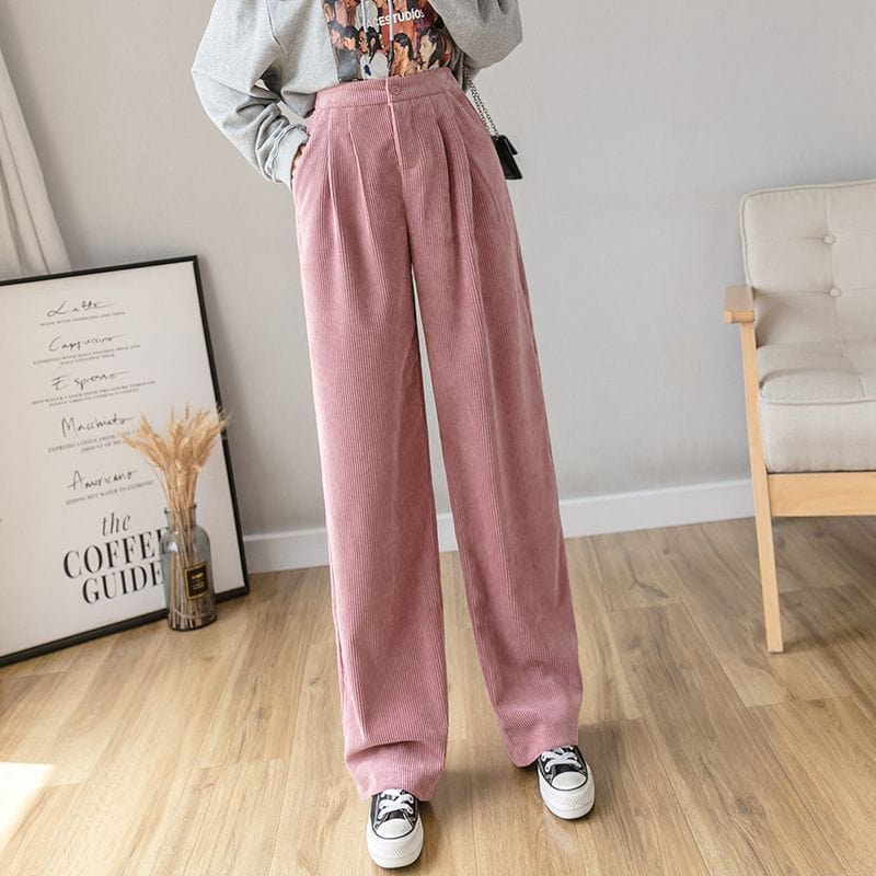 Pantalon-Velours-Femme-Rose