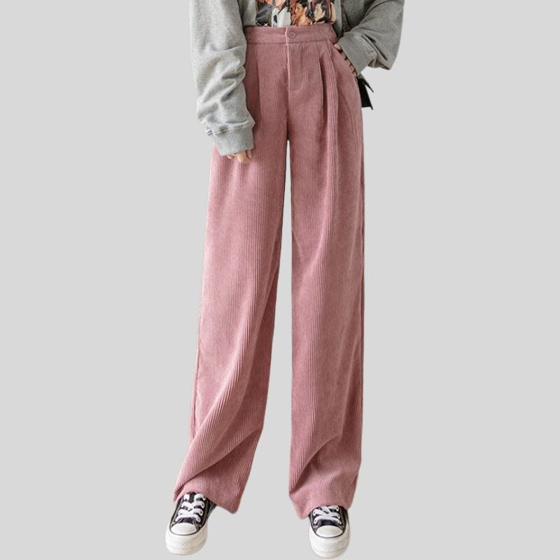 Pantalon-Velours-Femme-Rose