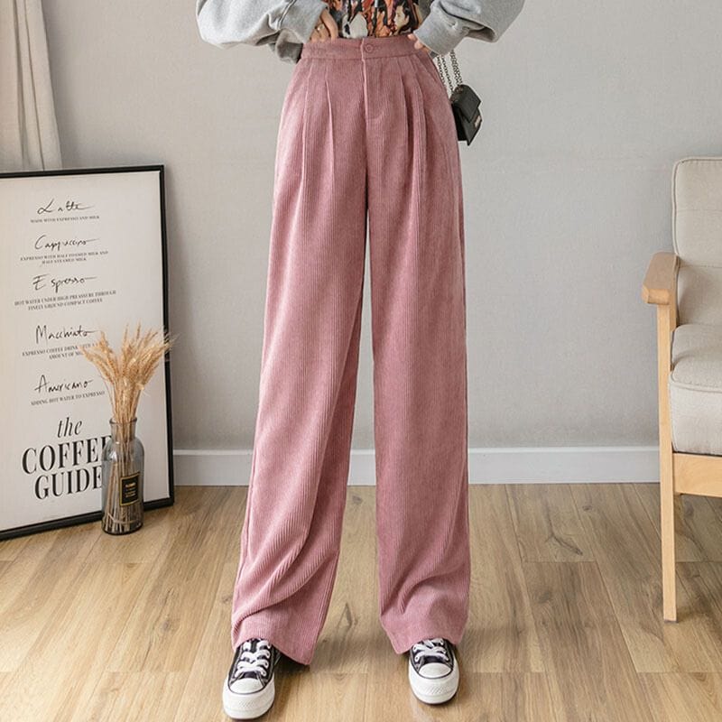 Pantalon-Velours-Femme-Rose