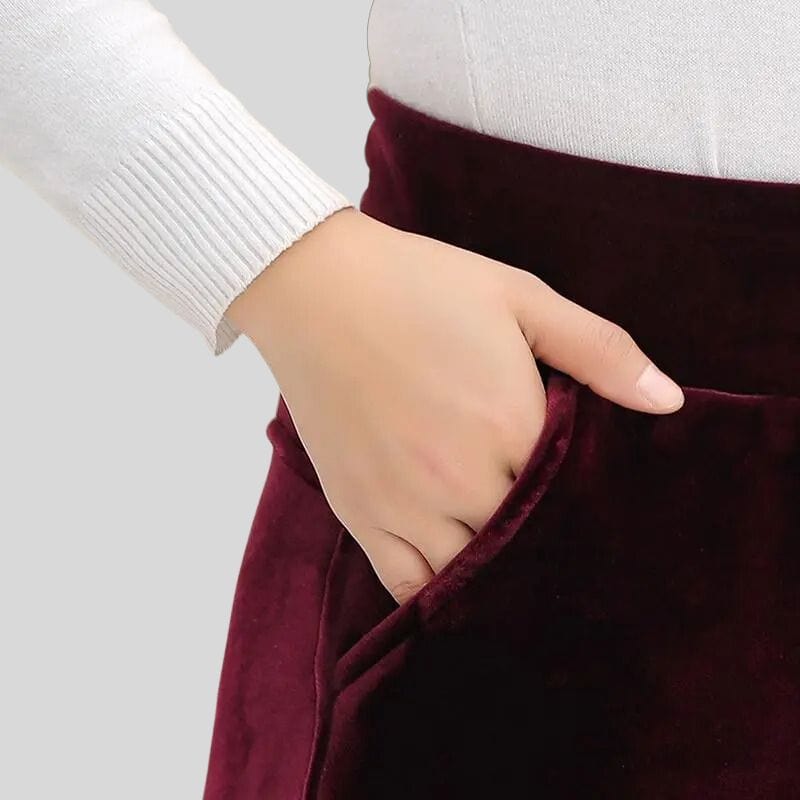 Pantalon-Velours-Femme-Slim