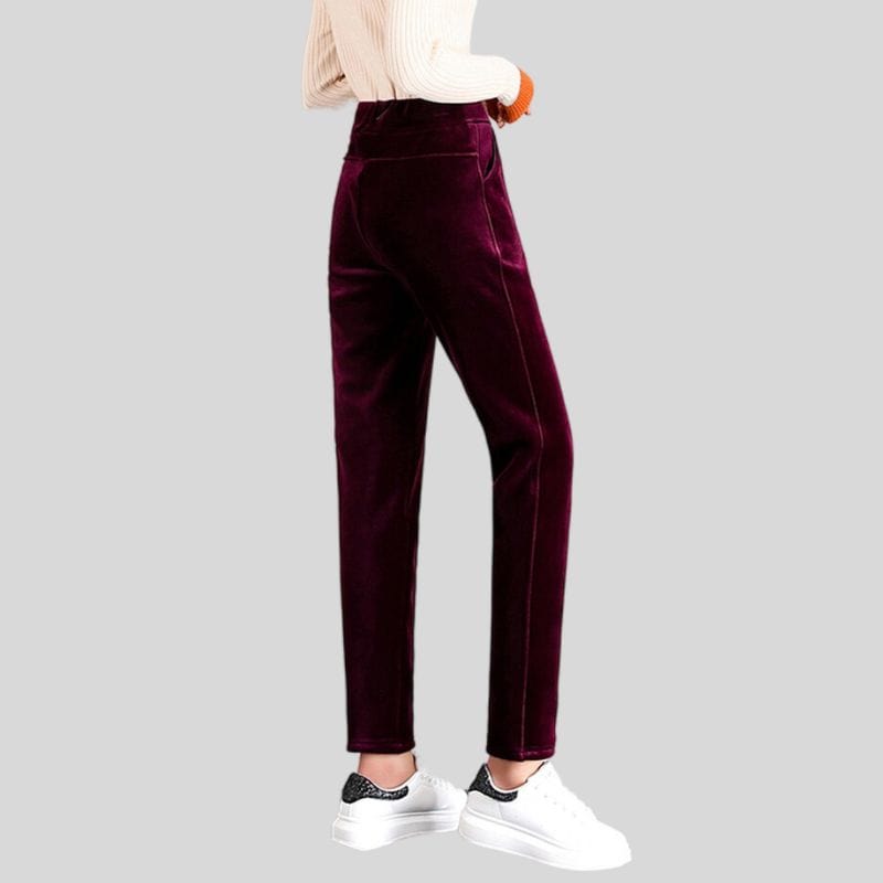 Pantalon-Velours-Femme-Slim