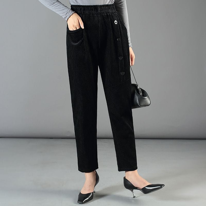 Pantalon-Velours-Femme-Taille-Elastique