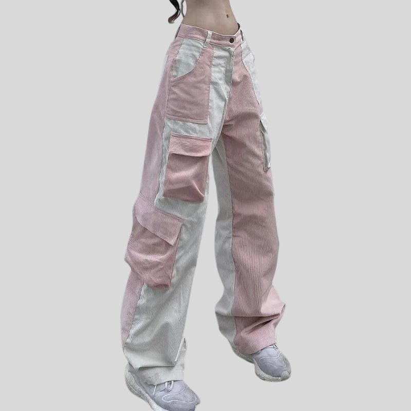 Pantalon-Velours-Rose-Femme