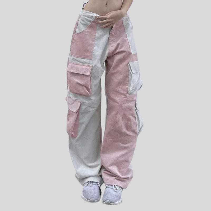 Pantalon-Velours-Rose-Femme