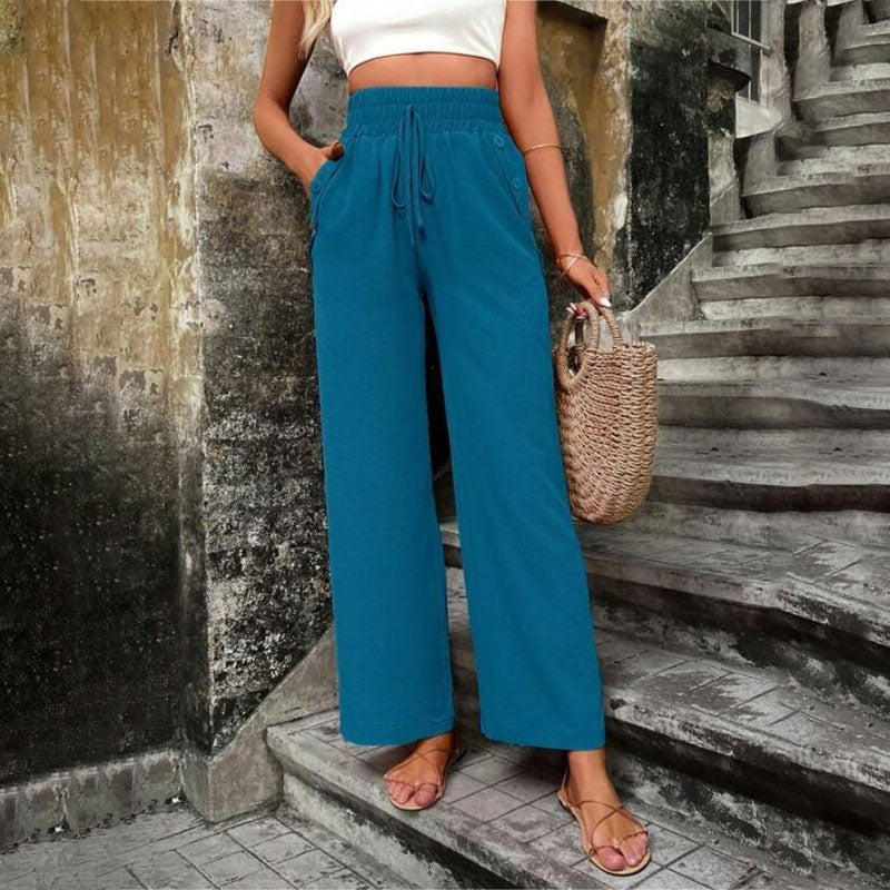 Pantalon Décontracté Femme à Jambes Larges avec Taille Élastique | Confort Optimal pour un Style Relaxé 1