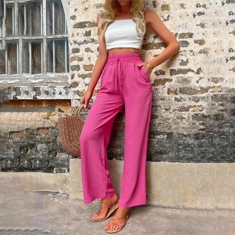 Pantalon Décontracté Femme à Jambes Larges avec Taille Élastique | Confort Optimal pour un Style Relaxé 10