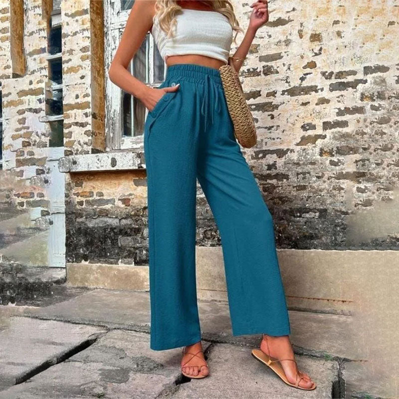Pantalon Décontracté Femme à Jambes Larges avec Taille Élastique | Confort Optimal pour un Style Relaxé 2