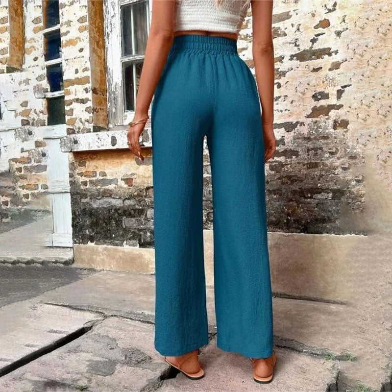 Pantalon Décontracté Femme à Jambes Larges avec Taille Élastique | Confort Optimal pour un Style Relaxé 3