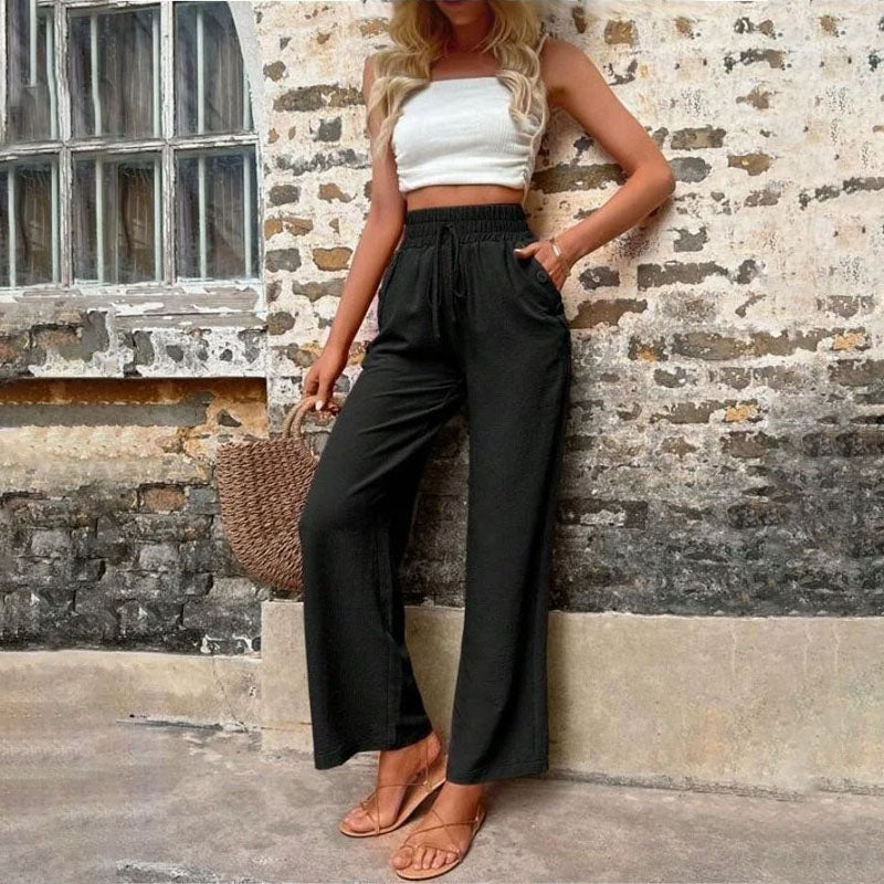 Pantalon Décontracté Femme à Jambes Larges avec Taille Élastique | Confort Optimal pour un Style Relaxé 4