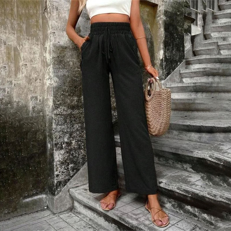 Pantalon Décontracté Femme à Jambes Larges avec Taille Élastique | Confort Optimal pour un Style Relaxé 5