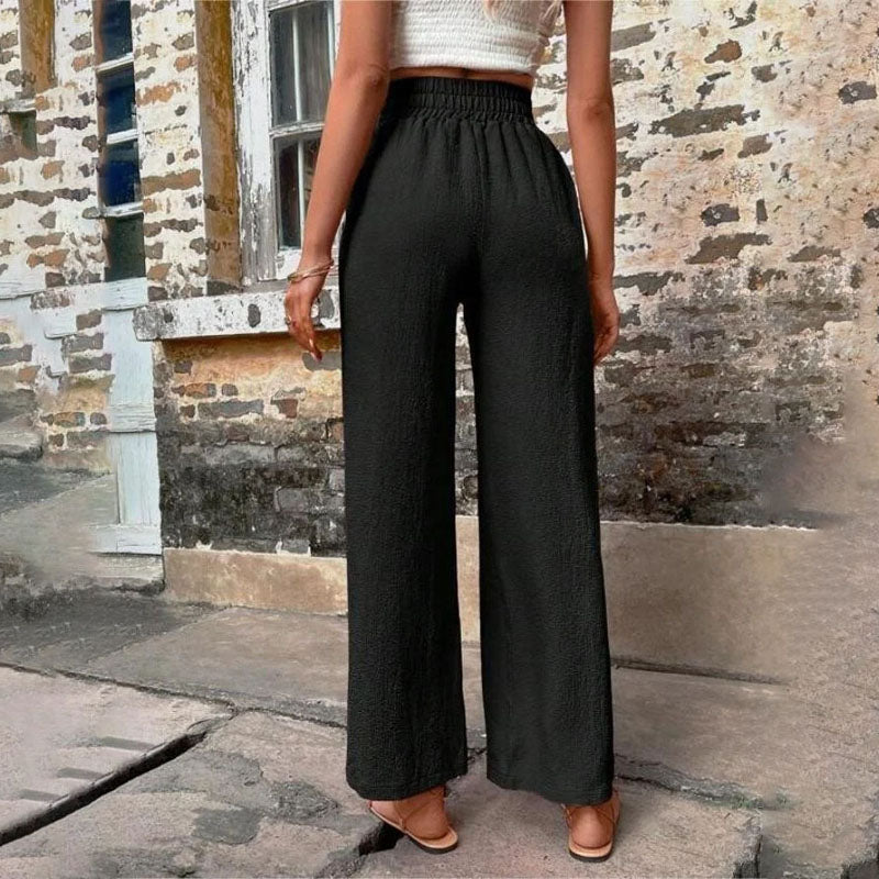Pantalon Décontracté Femme à Jambes Larges avec Taille Élastique | Confort Optimal pour un Style Relaxé 8