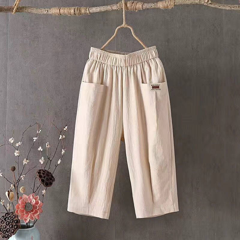 Pantalon Décontracté Femme en Coton Léger avec Ceinture Élastique | Style Moderne pour Confort Quotidien 0