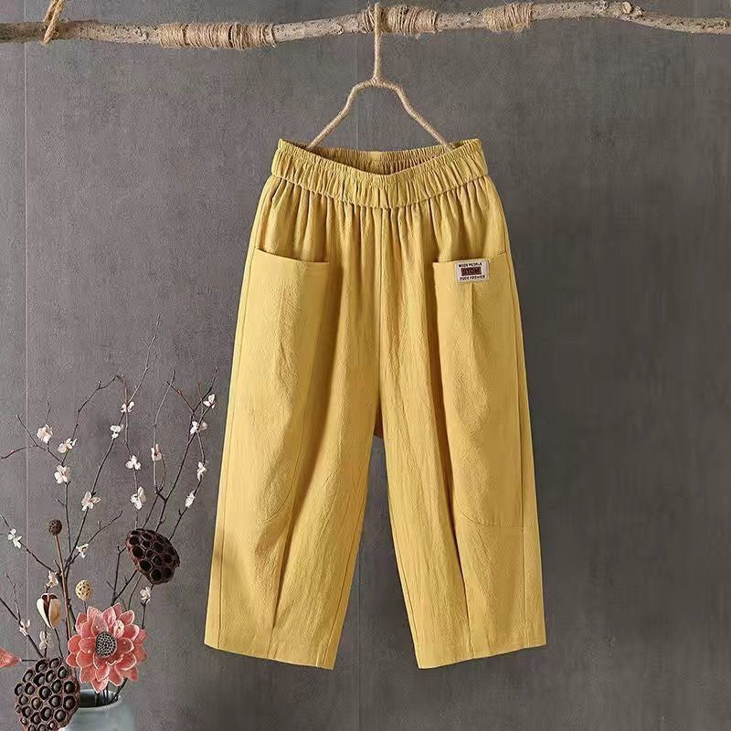 Pantalon Décontracté Femme en Coton Léger avec Ceinture Élastique | Style Moderne pour Confort Quotidien 1