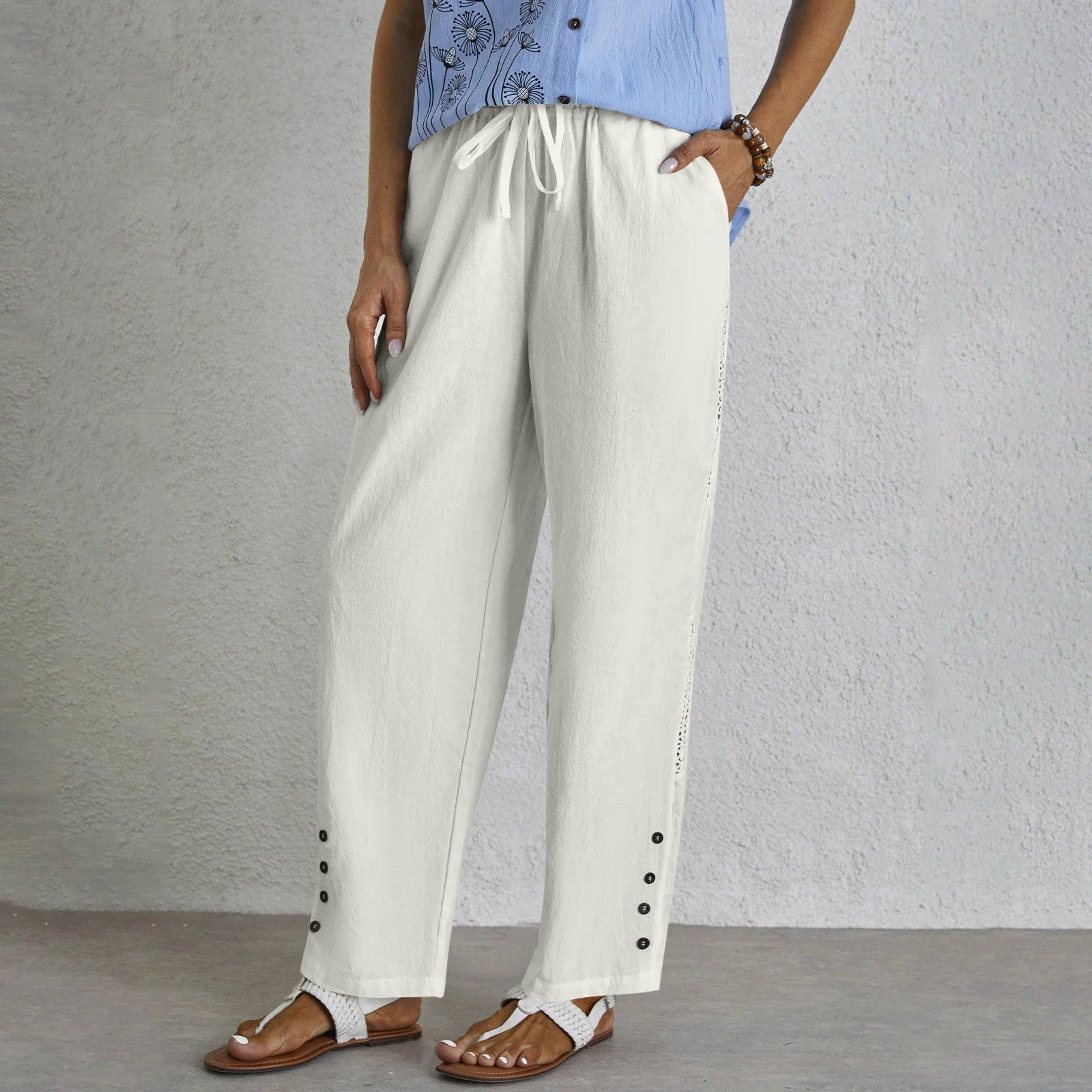 Pantalon Décontracté Homme Boutonné avec Taille Réglable - Élégance et Confort au Quotidien 0