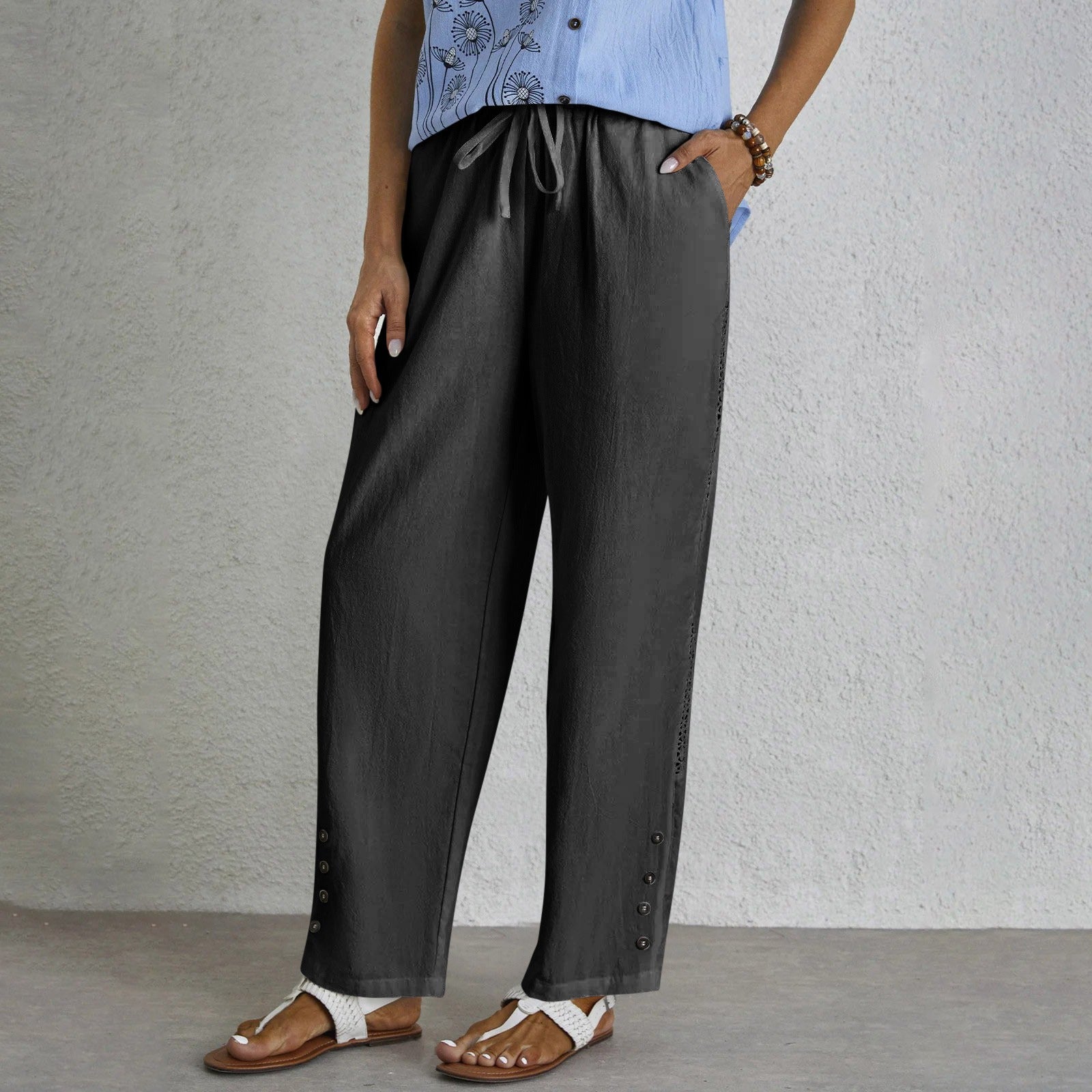 Pantalon Décontracté Homme Boutonné avec Taille Réglable - Élégance et Confort au Quotidien 6