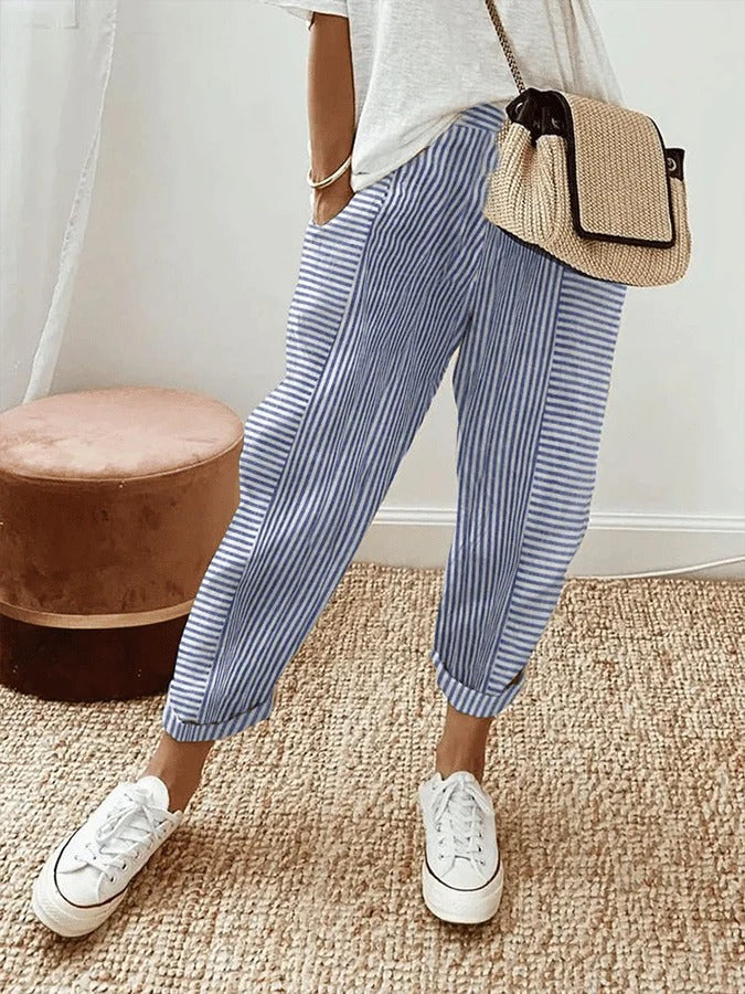 Pantalon Décontracté Homme Rayé avec Taille Réglable | Confort et Style Quotidien 0