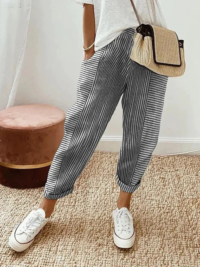 Pantalon Décontracté Homme Rayé avec Taille Réglable | Confort et Style Quotidien 1