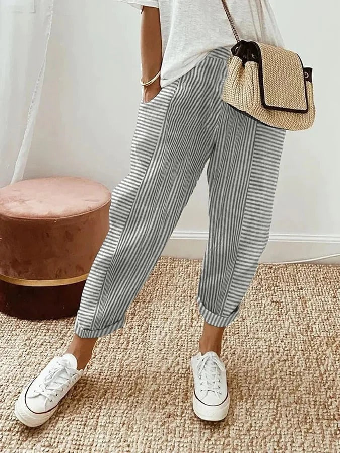 Pantalon Décontracté Homme Rayé avec Taille Réglable | Confort et Style Quotidien 3