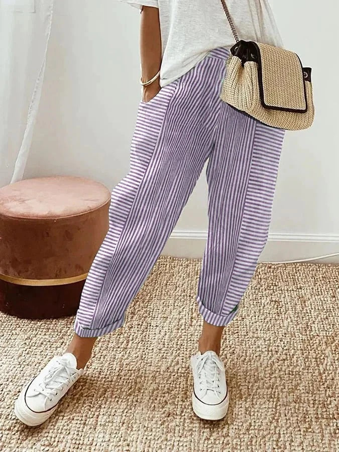 Pantalon Décontracté Homme Rayé avec Taille Réglable | Confort et Style Quotidien 4