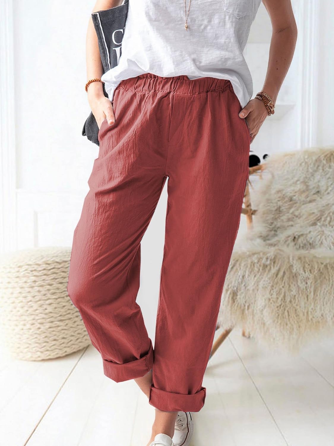 Pantalon Décontracté pour Homme en Coton et Lin avec Confort Léger | Style Polyvalent pour Toutes Occasions 0
