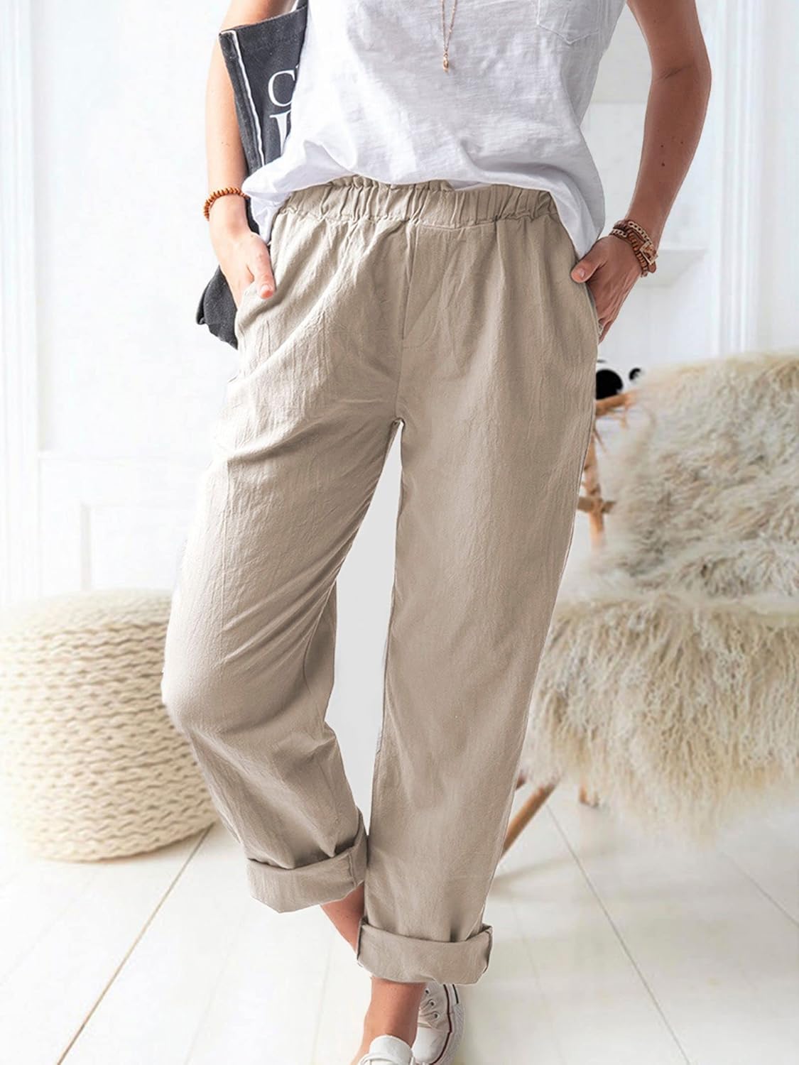 Pantalon Décontracté pour Homme en Coton et Lin avec Confort Léger | Style Polyvalent pour Toutes Occasions 4