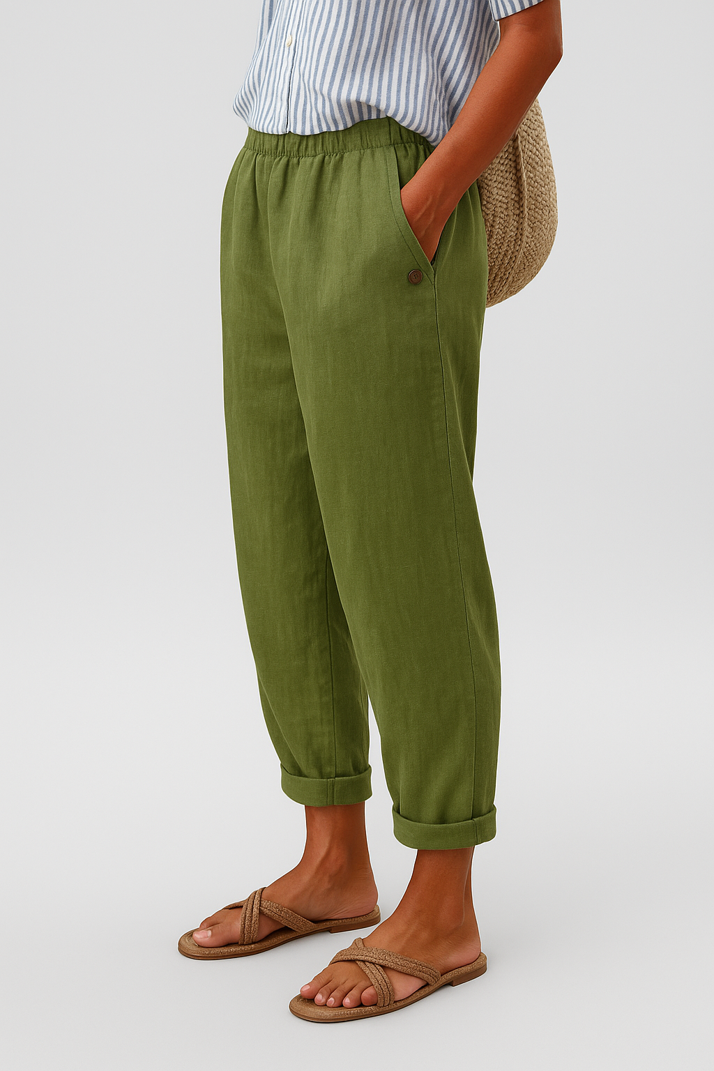 Pantalon Élégant Femme avec Poches Latérales et Ceinture Élastique | Confort Optimal pour Toutes Occasions 1