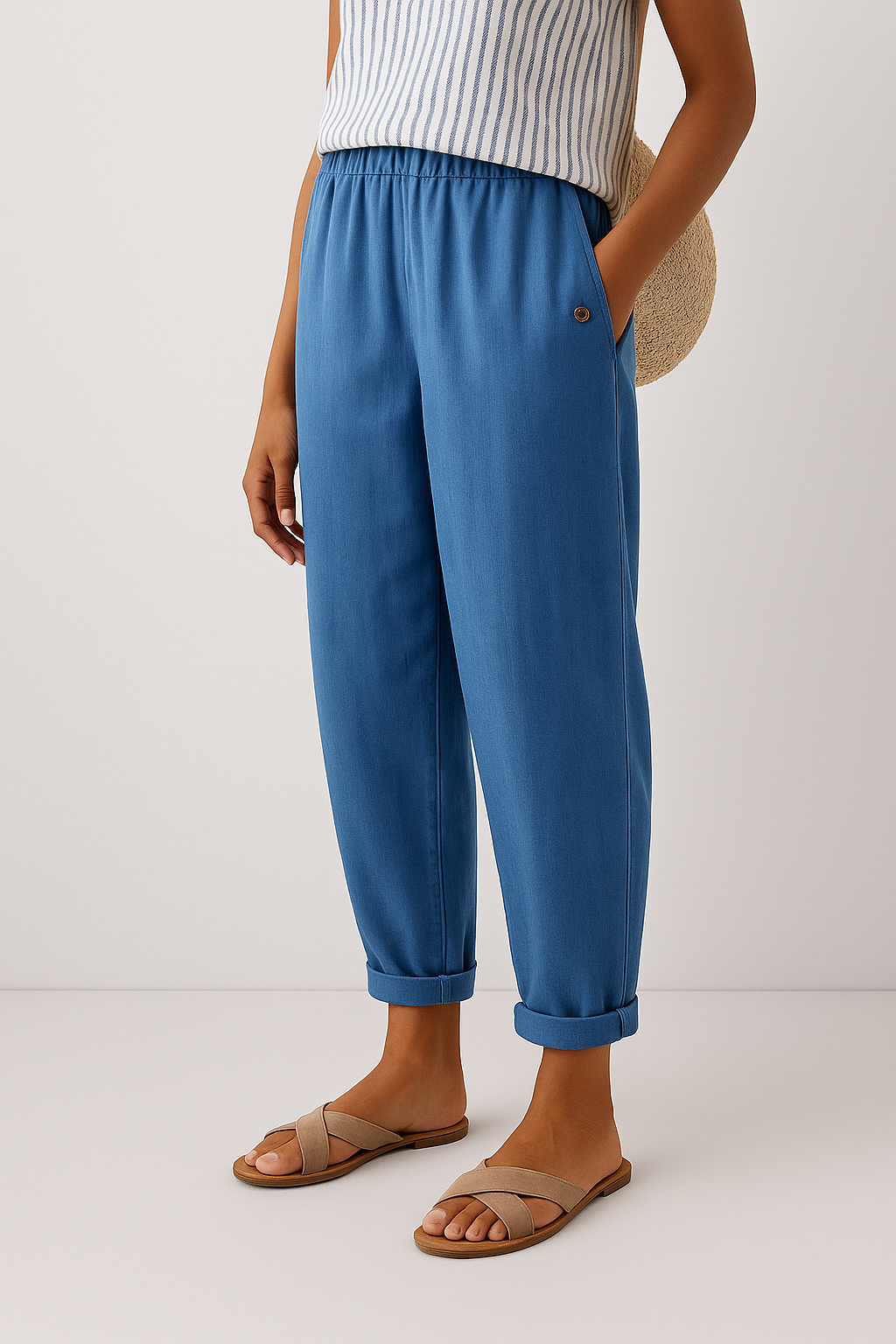 Pantalon Élégant Femme avec Poches Latérales et Ceinture Élastique | Confort Optimal pour Toutes Occasions 2