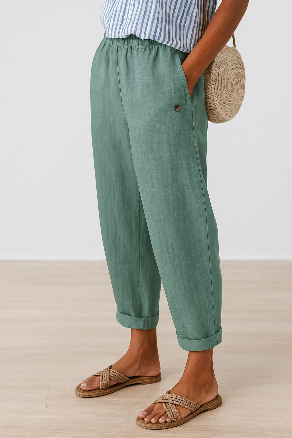 Pantalon Élégant Femme avec Poches Latérales et Ceinture Élastique | Confort Optimal pour Toutes Occasions 3