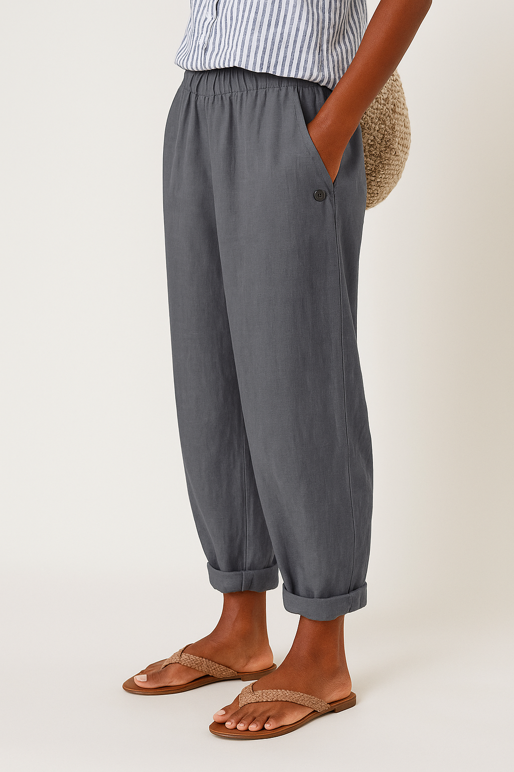 Pantalon Élégant Femme avec Poches Latérales et Ceinture Élastique | Confort Optimal pour Toutes Occasions 4