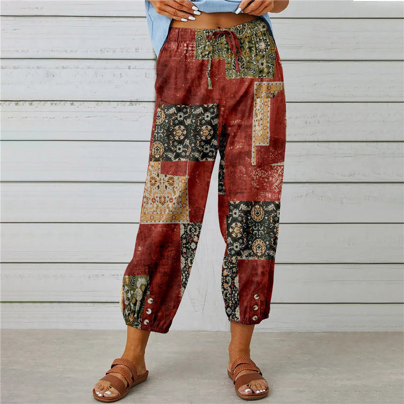 Pantalon Fluide Femme Imprimé avec Taille Élastique | Confort Optimal pour Toutes Occasions 0