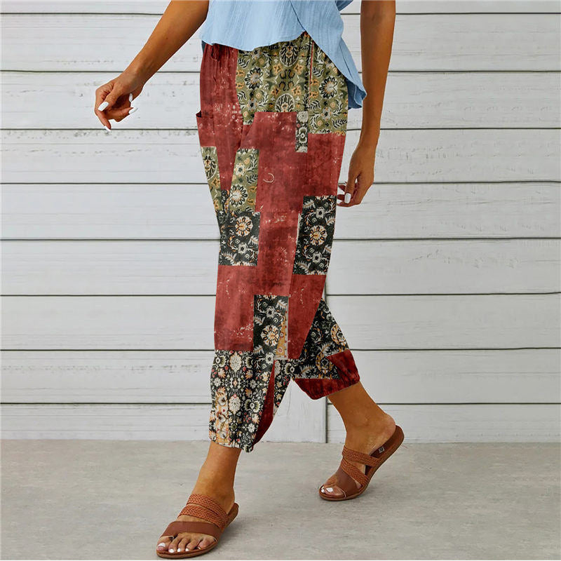Pantalon Fluide Femme Imprimé avec Taille Élastique | Confort Optimal pour Toutes Occasions 1