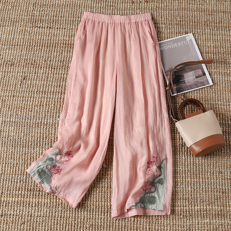 Pantalon Fluide Femme | Imprimé Floral avec Ceinture Élastique | Tissu Léger pour Confort et Élégance 1
