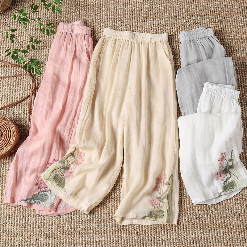 Pantalon Fluide Femme | Imprimé Floral avec Ceinture Élastique | Tissu Léger pour Confort et Élégance 2