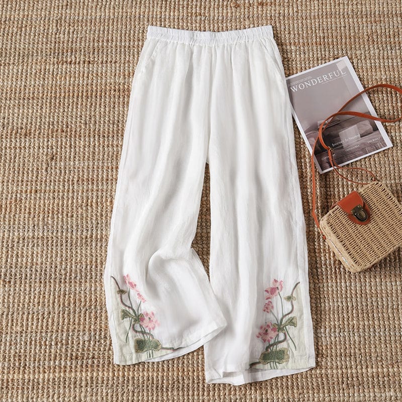 Pantalon Fluide Femme | Imprimé Floral avec Ceinture Élastique | Tissu Léger pour Confort et Élégance 4