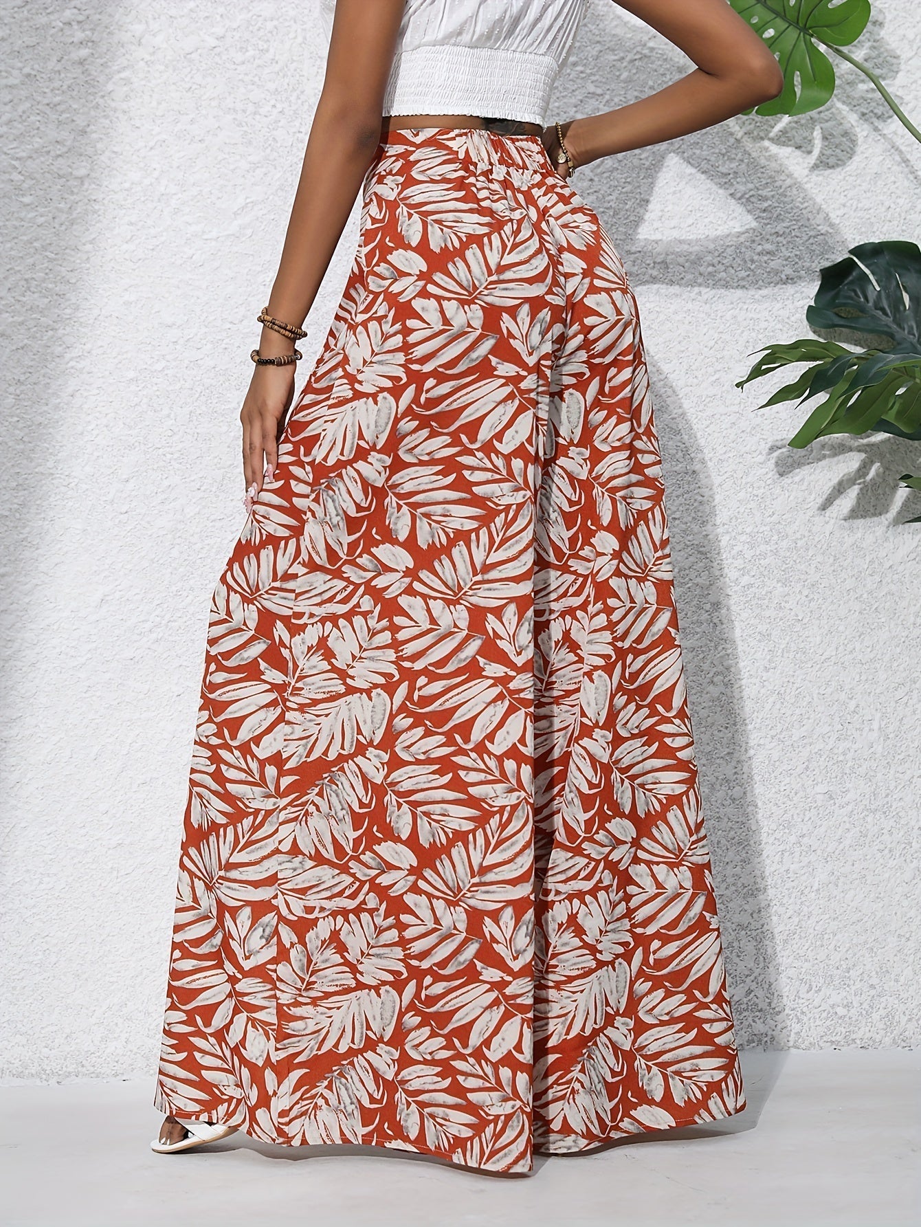 Pantalon Fluide Femme | Pantalon Large Chic avec Imprimé Tropical | Confort Optimal pour Été 8