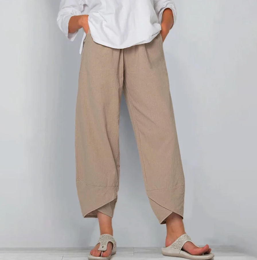 Pantalon Fluide Femme en Coton avec Taille Élastique | Confort Optimal pour le Printemps 0